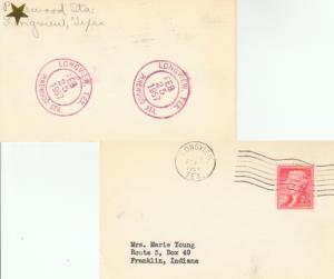 United States Texas Pood Sta. Longview 1957 violet double ring cds  DPO  Post...