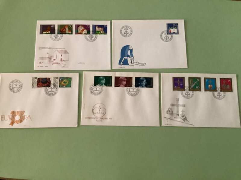 Liechtenstein postal stamps covers 5 items Ref A1345