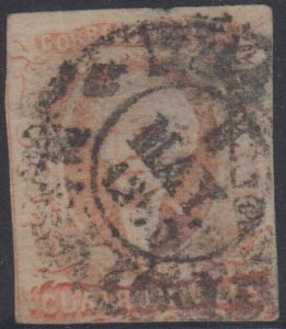 MEXICO 1856 HIDALGO Sc 4 BLURRED IMPRESSION STITCH WATERMARK USED RARE CV$160 