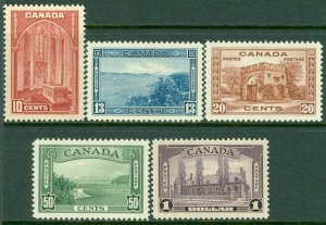 EDW1949SELL : CANADA 1938 Scott #241-45 Cplt set. XF, MNH. All Choice. Cat $230.