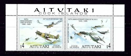 Aitutaki 510 NH 1995 pair for anniv of end of WWII 