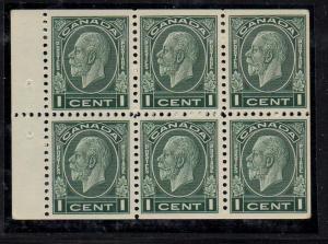 Canada Sc 195b 1933 1c grn G V stamp bklt pane of 6 mint