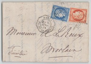 France 1874 20c+40c Ceres Paris Star 1 Place de la Bourse Folded Letter