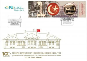 TURKEY/2020 - (FDC) 100th Year of the TBMM (Augmented Reality), MNH 