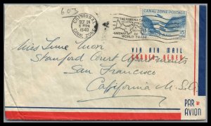 Canal Zone 1940 Cristobal Air Mail Cover to San Francisco Ca.