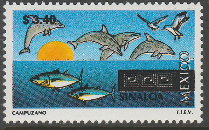 MEXICO 1969, $3.40 Tourism Colima, dolphins, tuna. Mint, Never Hinged F-VF.