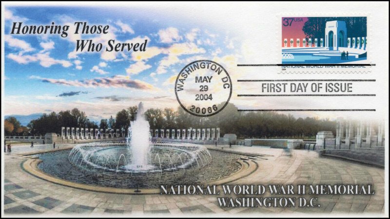AO-3862, 2004, National World War II Memorial, FDC, Add On Cachet, SC 3862 