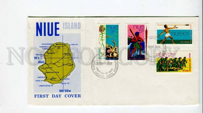 293829 NIUE 1972 year map south pacific arts festival First Day COVER