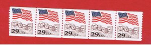 #2523  MNH OG  strip of 5  MT. Rushmore w/#7  Free S/H