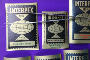 INTERPEX 1960 NYC NY Philatelic Souvenir Label ad set dealer society club FDC
