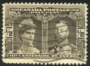 Canada Scott 96 UFH - 1/2c 1908 Quebec Tercentenary -  SCV $5.00