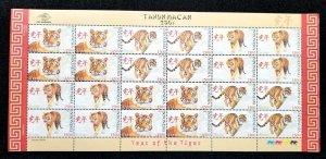 Indonesia Year Of The Tiger 2010 Big Cat Lunar Chinese Zodiac (sheetlet) MNH