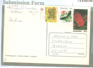 Australia   27c + 10c + 3c used at 40c rate, flowering gum, baby wombats and Platypus on reverse.