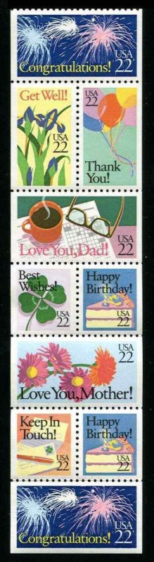 2267 - 2274  Special Occasions Bookle Strip Of 10 22¢ Stamps 1987 