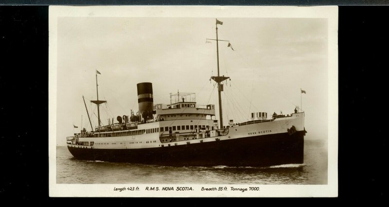 R.M.S. NOVA SCOTIA ship REAL PHOTO unused post card Canada