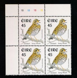 IRELAND 1109 45p MINT NH PLATE BLOCK OF 4, BIRD