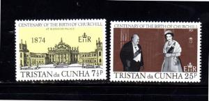 TRISTAN DA CUNHA #196-197  1974  CHURCHILL & QEII  MINT  VF NH  O.G