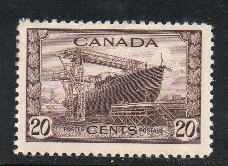Canada Sc 260 1942 20c Ship Building stamp mint