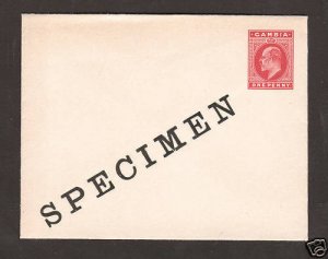 Gambia H&G B1 mint. 1911 1p carmine KEVII indicium, SPECIMEN Envelope, F-VF