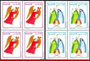 2215-16 BRAZIL 1989 CHRISTMAS, ANGEL AND HOLY FAMILY, MI# 2332-33, BLOCK MNH