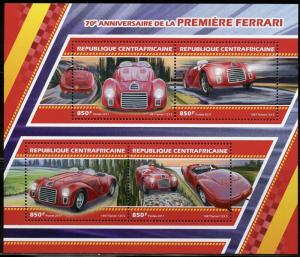 CENTRAL AFRICA 2017 70th ANNIVERSARY OF THE FIRST FERRARI  SHEET MINT NH