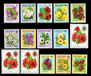 Aitutaki stamps #489 - 503, MNH OG,  flowers,  CV $34.25