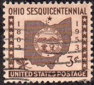 United States 1018 - Used - 3c Ohio, 150th (1953) +