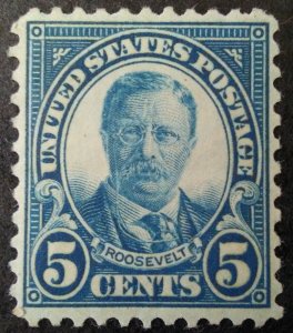 Scott #637 1927 T. Roosevelt Rotary Perf 11 x 101/2, MINT, XF LH, OG