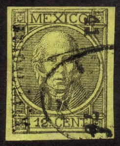 1868, Mexico 12c, Used, Sc 47