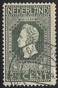 NETHERLANDS 1913 Sc 90 Used King William I,  BIN .45