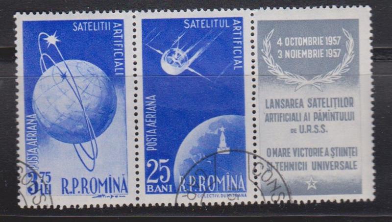 ROMANIA Scott # C52a Used - Space, Satellites With Label