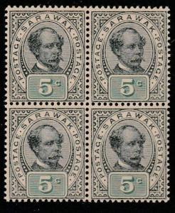 SARAWAK 1899 5c Prepared for use but not issued MNH block of 4.............65929