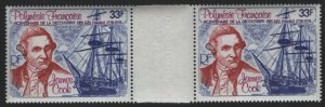 French Polynesia 1978 MNH Sc C155 39fr Captain Cook, Resolution Gutter pair