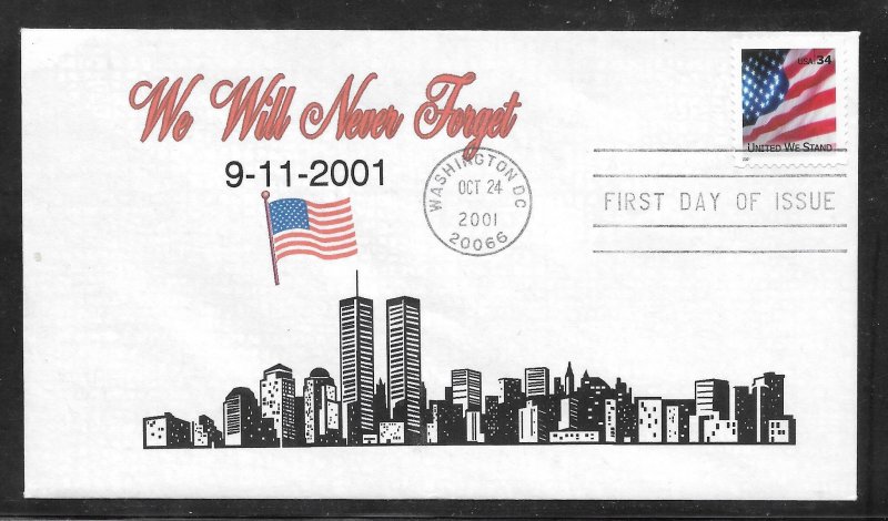 Just Fun Cover #3549 FDC WE WILL NEVER FORGET Cachet. (A1288)