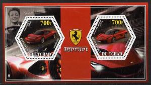 Chad 2014 Ferrari Cars #1 perf sheetlet containing two he...