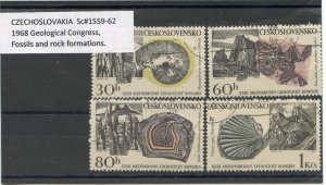 CZECHOSLOVAKIA Sc#1559-62 1968 Fossils & Geology Lot of 6 Part Sets Used