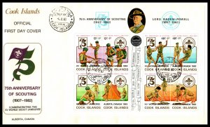 Cook Islands 704 Boy Scouts Souvenir Sheet U/A FDC