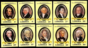 Liberia 1981, American presidents 10v, imperforated, MNH
