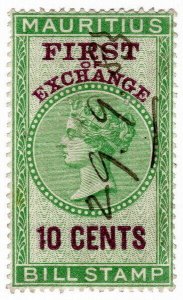 (I.B) Mauritius Revenue : Bill of Exchange 10c (First)