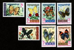 Cambodia # 386-392 Mint NH Butterflies!