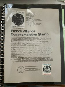 USPS Souvenir Page Scott 1753, 1978 French alliance stamps