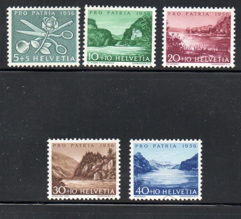 Switzerland Sc B252-56 1956  Pro Patria, views, stamp set mint NH
