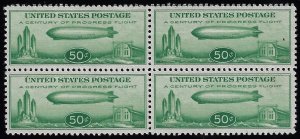 Scott #C18 - $175.00 – VF-OG-LH – Showpiece! 50¢ Baby Zeppelin block/4. LL is NH