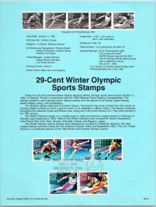 USPS SOUVENIR PAGE 1992 WINTER OLYMPICS SET OF (5) 1992