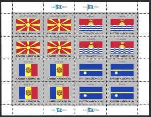 United Nations #795-802 34¢ World Flag Series (2001). 2 full sheets. MNH