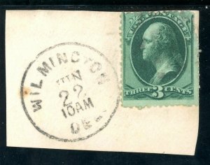 USAstamps Used VF US 1873 Washington Face Free Cancel Scott 158 On a Piece 