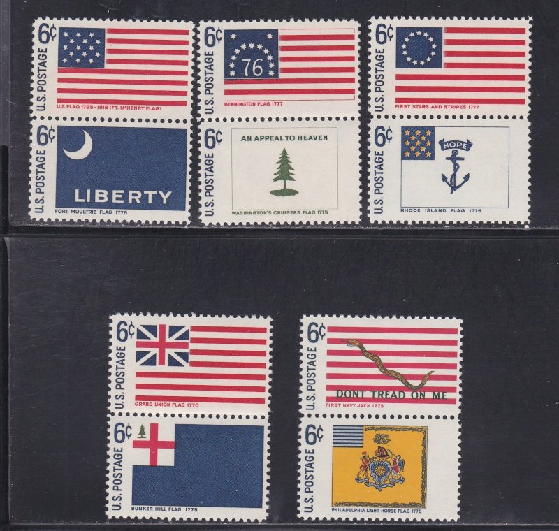 United States # 1345-1354, Historic Flags, NH