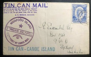 1930s Niuafoou Tonga Toga Tin Can Canoe Mail Cover to Sydney Australia