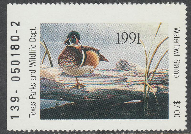 U.S.-TEXAS 11, STATE DUCK HUNTING PERMIT STAMP. MINT, NH. VF