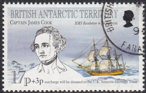British Antarctic Territory 1994 used Sc #B1 17p + 3p Captain Cook, Resolution